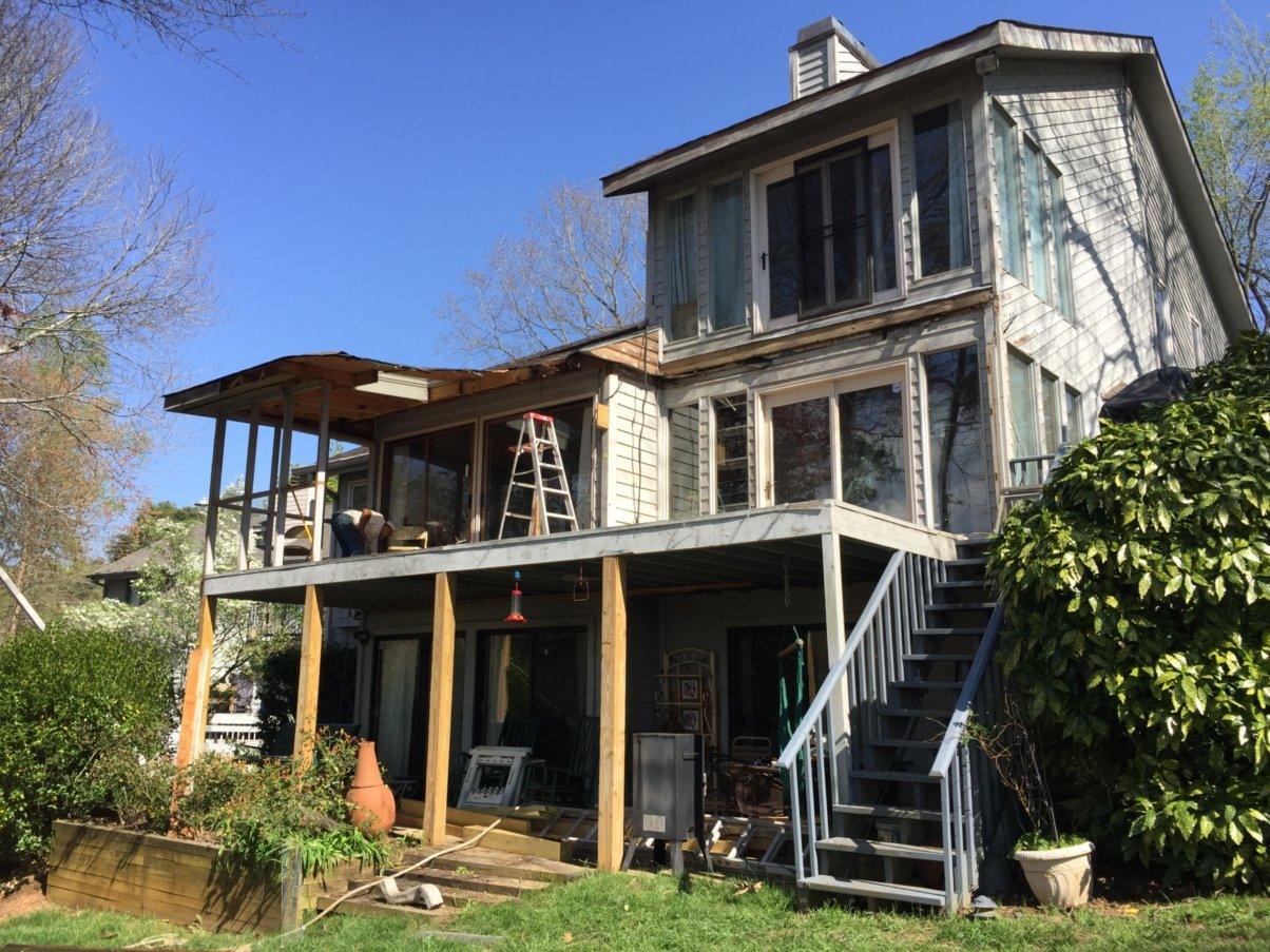 Before: Two-story screened porch